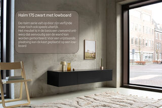 Tv-meubel, RAAT, Halm 175, zwart, met lowboard